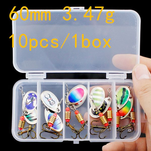 10pcs/box spinner metal baits & lures 10 colors mixed 60mm 3.47g 6# fishing hooks wa_50
10pcs/box spinner metal baits & lures 10 colors mixed 60mm 3.47g 6# fishing hooks wa_50
