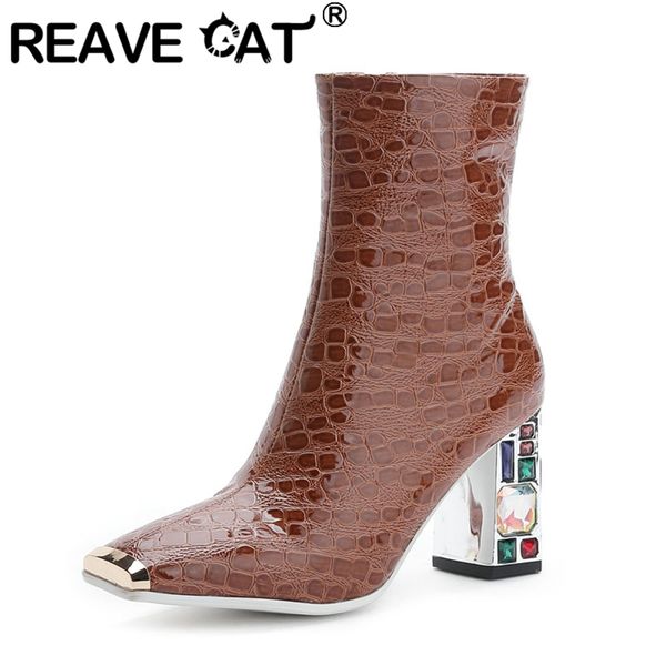 boots reave cat 2021 woman mid calf metal square toe strange heels pu zipper rhinestone stone patter big size 34-48 casual a3094, Black
boots reave cat 2021 woman mid calf metal square toe strange heels pu zipper rhinestone stone patter big size 34-48 casual a3094, Black