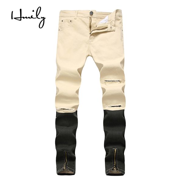 men's jeans hmily mens straight nostalgic hole cotton skinny men personality trousers hombre, Blue
men's jeans hmily mens straight nostalgic hole cotton skinny men personality trousers hombre, Blue