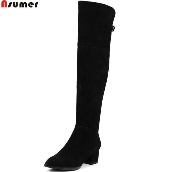 asumer black fashion women boots pointed toe ladies boots zipper cow suede ladies square heel leather over the knee
asumer black fashion women boots pointed toe ladies boots zipper cow suede ladies square heel leather over the knee