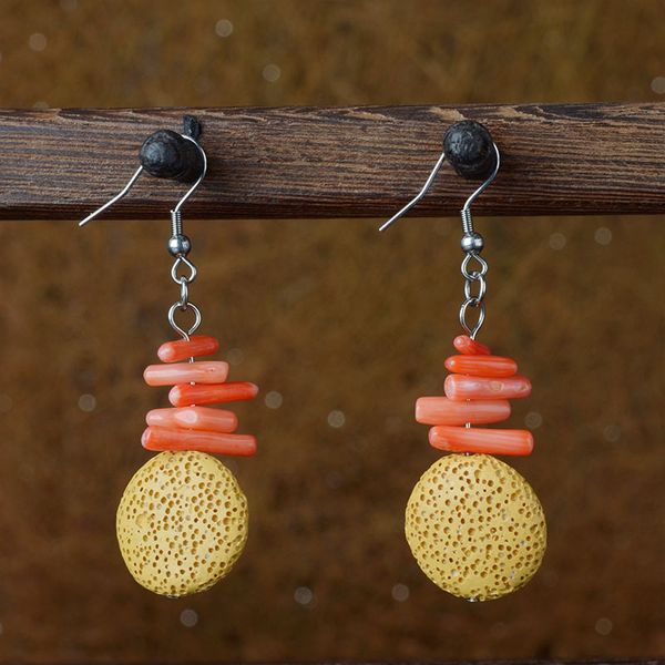 creative volcanic lava rock earrings women's national style exotic style fashion accessories versatile and retro round cake earrings, Silver
creative volcanic lava rock earrings women's national style exotic style fashion accessories versatile and retro round cake earrings, Silver