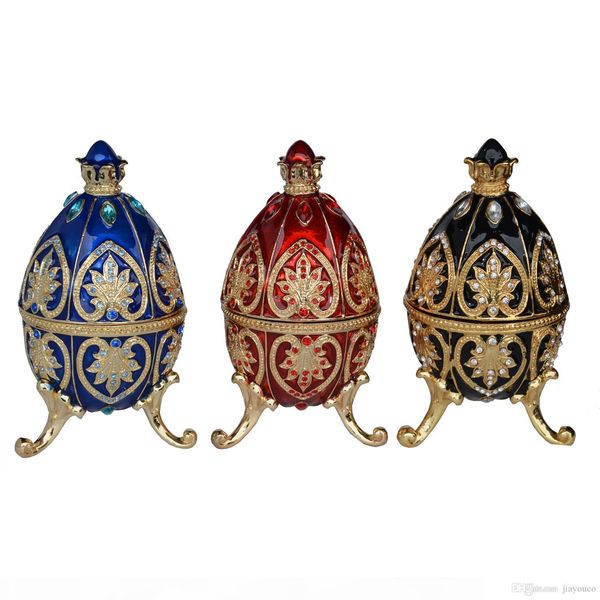 vintage decoration faberge egg bejeweled trinket box metal jewelry box crystal bling jewelry storage birthday gifts collectibles, Black;white 
vintage decoration faberge egg bejeweled trinket box metal jewelry box crystal bling jewelry storage birthday gifts collectibles, Black;white