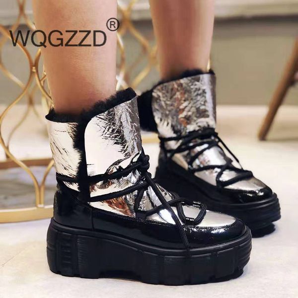 european trendy women snow boots winter platform shoes ankle boots for women non-slip keep warm natural fur sneakers, Black 
european trendy women snow boots winter platform shoes ankle boots for women non-slip keep warm natural fur sneakers, Black