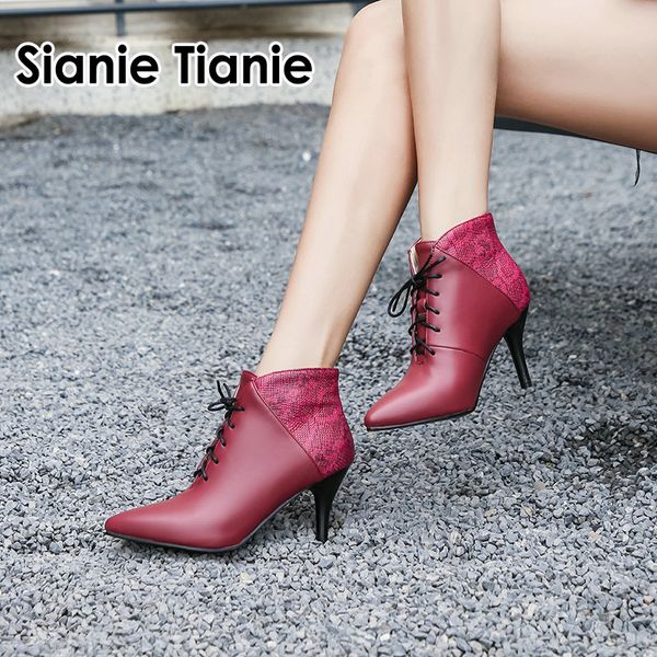 sianie tianie lace up women shoes high heel ankle boots short boots fall spring pointed toe red pumps lady shoes big size 44 43, Black
sianie tianie lace up women shoes high heel ankle boots short boots fall spring pointed toe red pumps lady shoes big size 44 43, Black