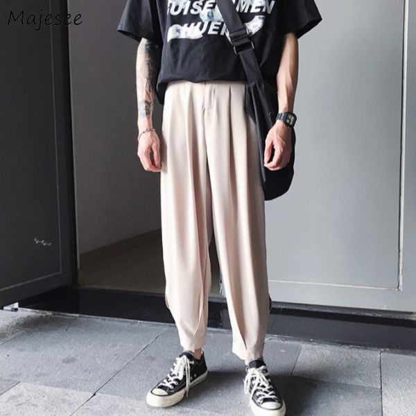 men casual harem pants solid ankle-length elastic waist tie feet fashion simple chic ins streetwear all-match soft leisure ins, Black
men casual harem pants solid ankle-length elastic waist tie feet fashion simple chic ins streetwear all-match soft leisure ins, Black