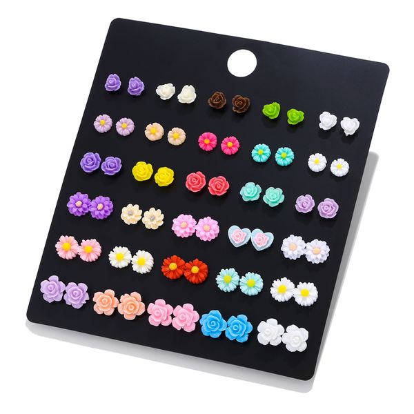 luxshine 30 pairs/lot resin flowers stud earring set for girls cute korean earrings pendientes wholesale gift spring jewellery, Golden;silver
luxshine 30 pairs/lot resin flowers stud earring set for girls cute korean earrings pendientes wholesale gift spring jewellery, Golden;silver