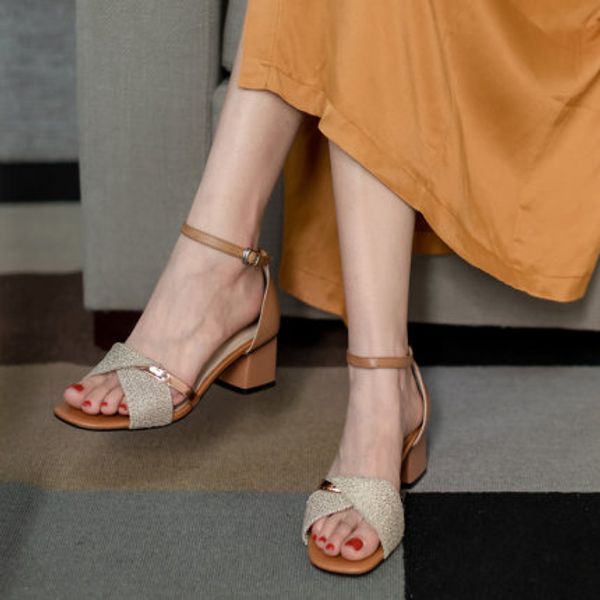 all-match word with chunky heel sandals women summer middle heels high heels open toe leather burlap stitching fashion women's s, Black
all-match word with chunky heel sandals women summer middle heels high heels open toe leather burlap stitching fashion women's s, Black