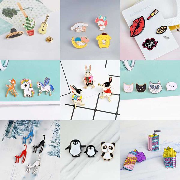 9 sets cartoon aminal enamel pins weird cat cute horse play brooches for women lipstick lip print lapel pin badge jewelry, Gray
9 sets cartoon aminal enamel pins weird cat cute horse play brooches for women lipstick lip print lapel pin badge jewelry, Gray