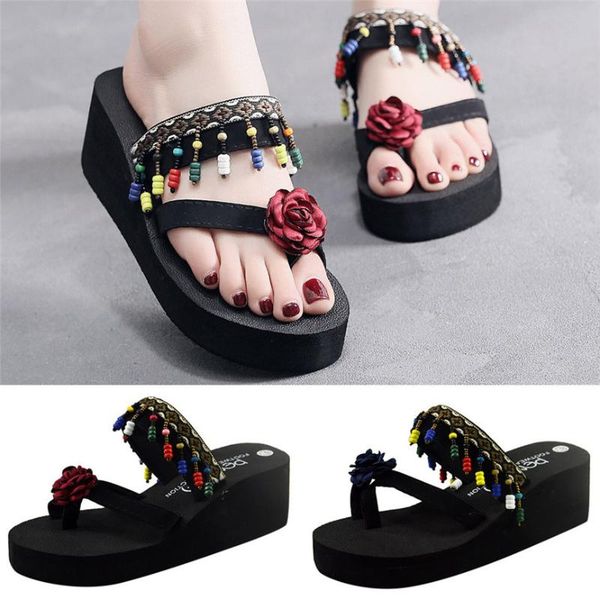 women shoes spring summer women's high-heel sandals ethnic style retro beach slope anti-skid flip flops casual for women, Black
women shoes spring summer women's high-heel sandals ethnic style retro beach slope anti-skid flip flops casual for women, Black