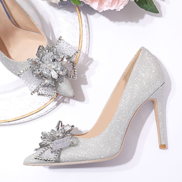 wed2020 crystal for women decent rhinestone bow thin heel sequins pointed high heels silver wedding bride shoes, Black
wed2020 crystal for women decent rhinestone bow thin heel sequins pointed high heels silver wedding bride shoes, Black