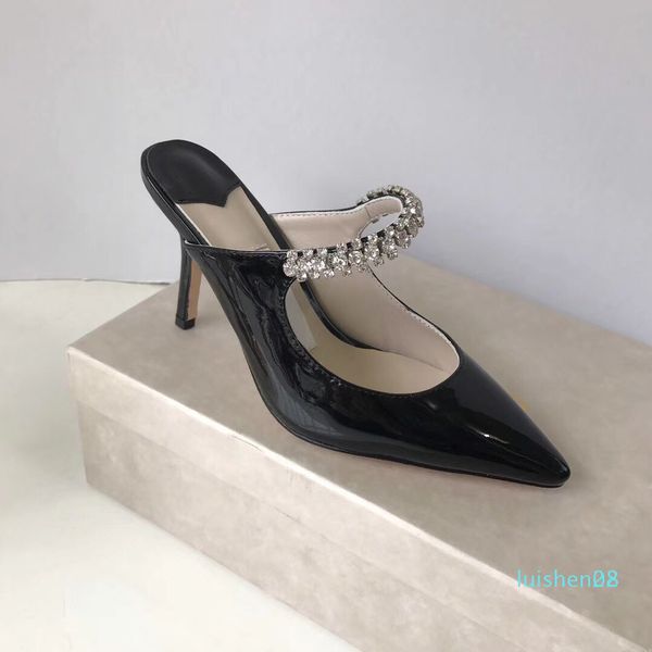 high heel sandal women pointed crystal strap sandal patent leather mules women flat mules designer stiletto heel dress sandal l26, Black
high heel sandal women pointed crystal strap sandal patent leather mules women flat mules designer stiletto heel dress sandal l26, Black