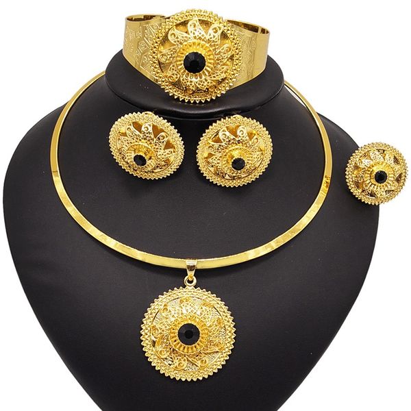 yulaili sell african pure gold color party costume round necklace earrings bracelet ring for women ethiopia jewelry sets ing, Black
yulaili sell african pure gold color party costume round necklace earrings bracelet ring for women ethiopia jewelry sets ing, Black