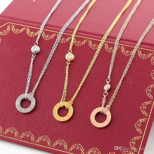 LOVE Circle Necklace with CZ diamond Pendant Rose Gold Silver Color Necklace for Women Vintage Collar Costume Jewelry with original box set
LOVE Circle Necklace with CZ diamond Pendant Rose Gold Silver Color Necklace for Women Vintage Collar Costume Jewelry with original box set