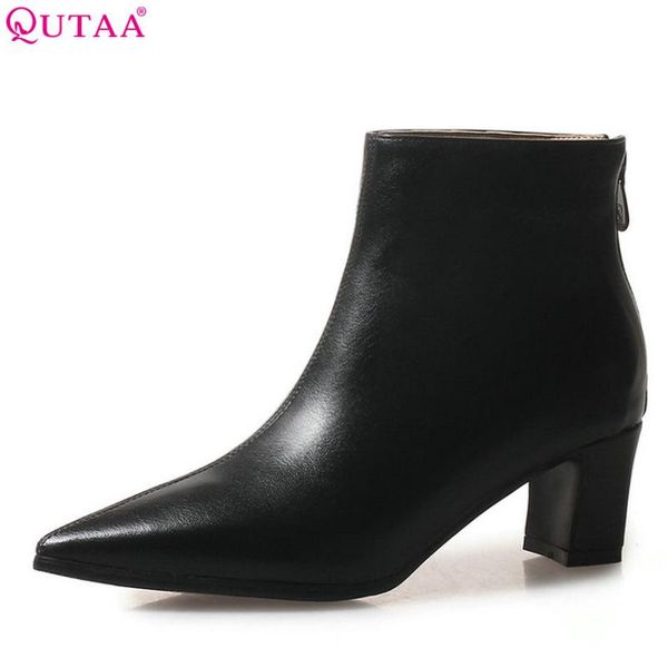 qutaa 2020 women ankle boots cow leather+pu all match platform square high heel pointed toe women motorcycle boots size 34-43, Black
qutaa 2020 women ankle boots cow leather+pu all match platform square high heel pointed toe women motorcycle boots size 34-43, Black