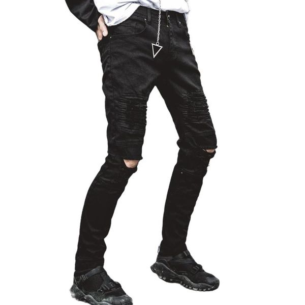 mens cool designer brand black jeans skinny ripped destroyed stretch slim fit hop hop pants with holes for men, Blue
mens cool designer brand black jeans skinny ripped destroyed stretch slim fit hop hop pants with holes for men, Blue
