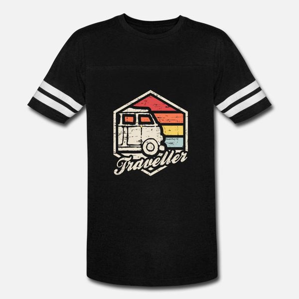 retro badge traveler t shirt men printed cotton o neck unique crazy comical spring slim shirt
