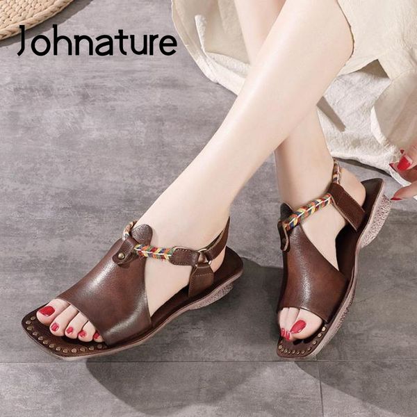 johnature retro women sandals genuine leather hook & loop 2020 new summer women shoes mixed colors rivet casual ladies sandals, Black
johnature retro women sandals genuine leather hook & loop 2020 new summer women shoes mixed colors rivet casual ladies sandals, Black