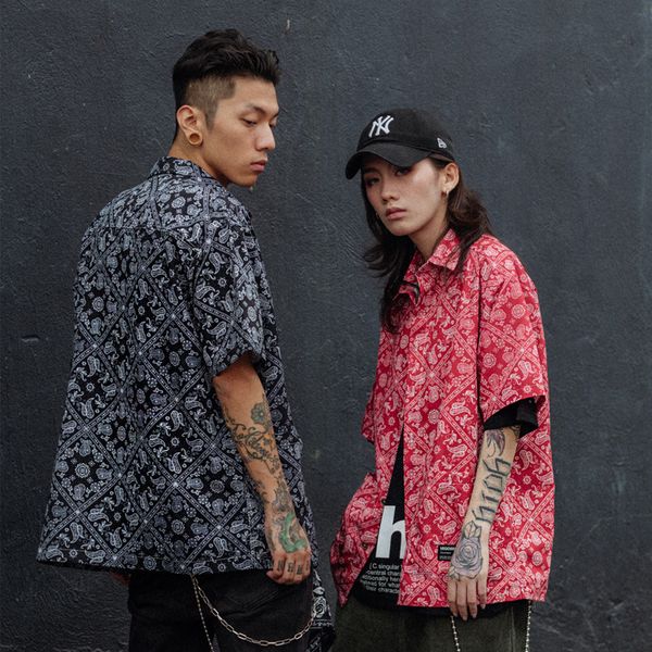 european and american tide brand retro west coast cashew flower couple shirt loose tide brand rap dark short sleeve men, White;black
european and american tide brand retro west coast cashew flower couple shirt loose tide brand rap dark short sleeve men, White;black