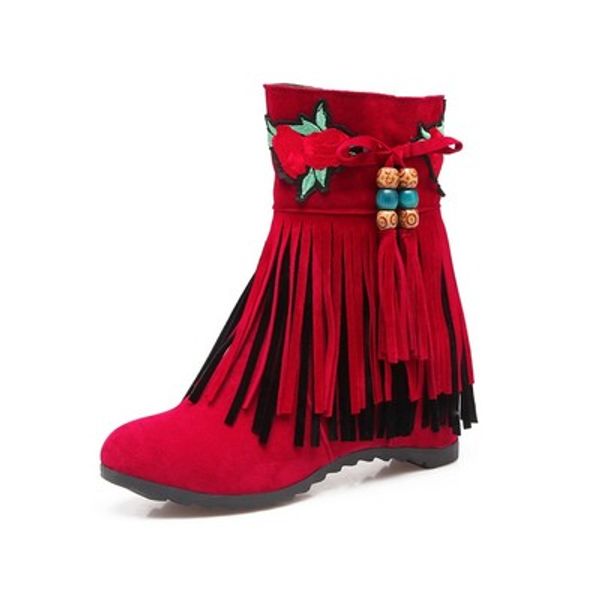 2020 spring, autumn and winter new bohemian inner high tassel boots fashionable wild side zipper large size female short boots, Black
2020 spring, autumn and winter new bohemian inner high tassel boots fashionable wild side zipper large size female short boots, Black