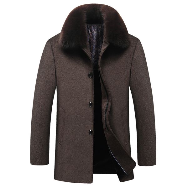men's wool & blends brand 2021 fashion trench coat clothing woolen men parka winter british style with fur collar, Black
men's wool & blends brand 2021 fashion trench coat clothing woolen men parka winter british style with fur collar, Black