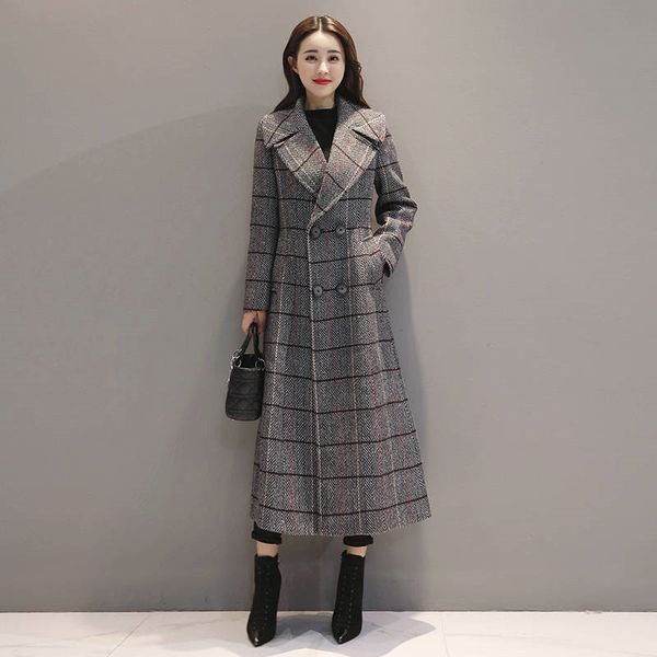 thick woolen overcoat women's windbreaker clothes casaco feminino plaid large size long wind coat trench female woman coats, Black
thick woolen overcoat women's windbreaker clothes casaco feminino plaid large size long wind coat trench female woman coats, Black