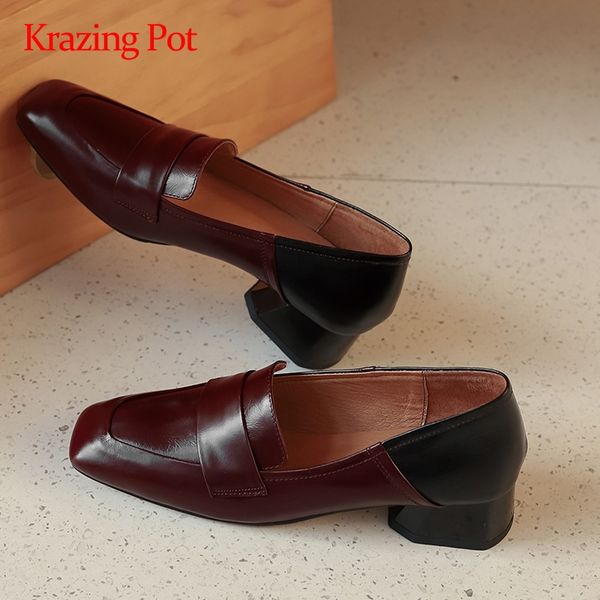 krazing pot gladiator full grain leather mixed colors fashion square toe thick med heel slip on gorgeous dating women pumps l45, Black
krazing pot gladiator full grain leather mixed colors fashion square toe thick med heel slip on gorgeous dating women pumps l45, Black