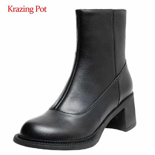 krazing pot british school genuine leather european design brand round toe thick high heel zipper elegant lady ankle boots l31, Black
krazing pot british school genuine leather european design brand round toe thick high heel zipper elegant lady ankle boots l31, Black