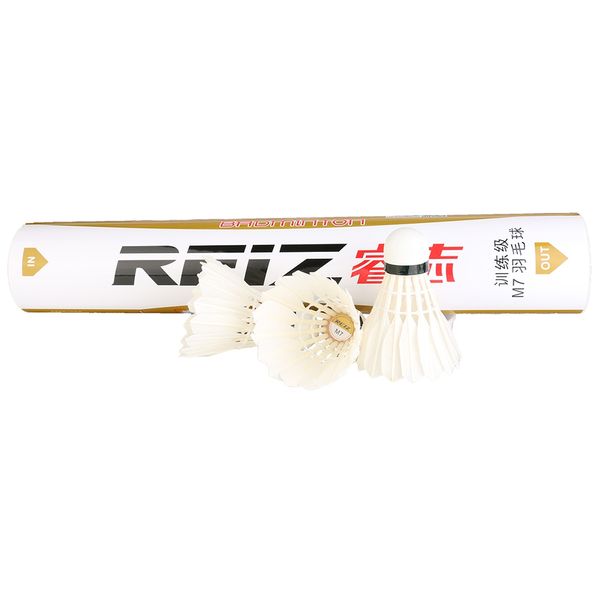 reiz 12pcs/tube badminton shuttlecocks white feather professional competition and game shuttlecocks badminton accessories 
reiz 12pcs/tube badminton shuttlecocks white feather professional competition and game shuttlecocks badminton accessories