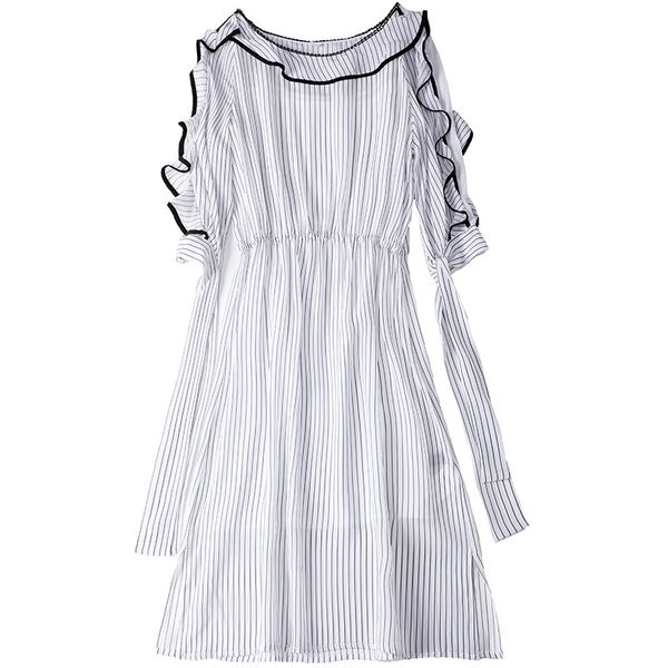 casual dresses summer silk dress woman 2021 round neck butterfly sleeves elastic waist slim stripes above the knees s-xl, Black;gray
casual dresses summer silk dress woman 2021 round neck butterfly sleeves elastic waist slim stripes above the knees s-xl, Black;gray