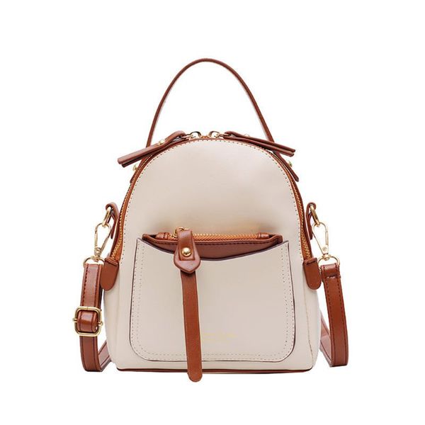 woman mini backpack casual sweet style pu leather 2 zipper ladies