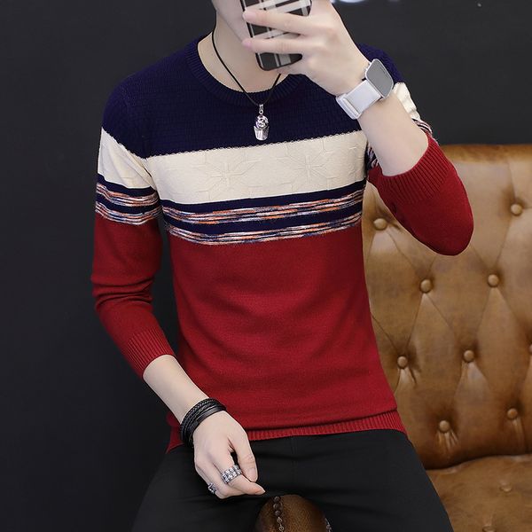 2020 autumn new men's stripes sweater youth round neck trend bottoming thin sweater, White;black
2020 autumn new men's stripes sweater youth round neck trend bottoming thin sweater, White;black