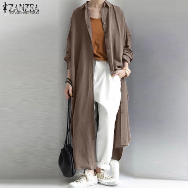 2020 autumn long sleeve long cardigans zanzea casual solid shirts women blouse chemise female plus size blusas tunic robe, White
2020 autumn long sleeve long cardigans zanzea casual solid shirts women blouse chemise female plus size blusas tunic robe, White