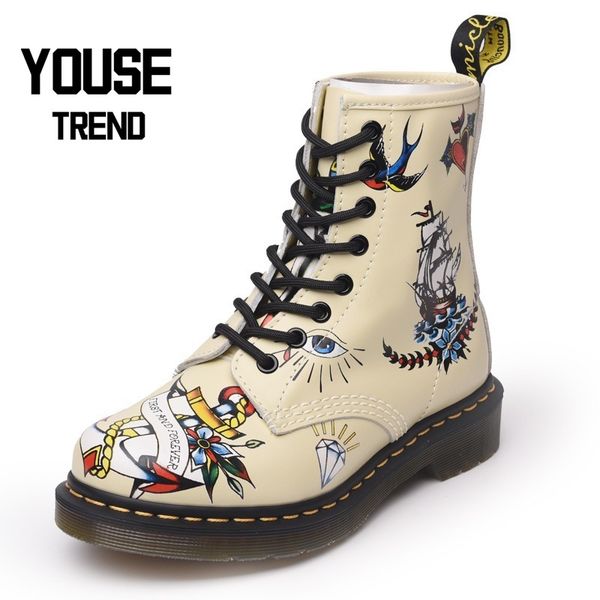 women's boots printing graffiti women's ankle boots genuine leather winter motorcycle, Black
women's boots printing graffiti women's ankle boots genuine leather winter motorcycle, Black