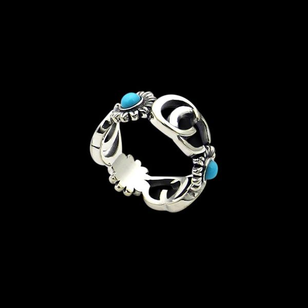new original brand stainless steel hollow design g letter turquoise flower men's ring classic retro style couple ring, Golden;silver
new original brand stainless steel hollow design g letter turquoise flower men's ring classic retro style couple ring, Golden;silver