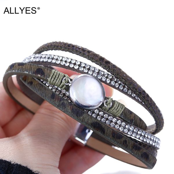allyes leather bracelets for women 2020 green leopard crystal shell pearl double wrap multilayer bracelet femme party jewelry, Red;blue
allyes leather bracelets for women 2020 green leopard crystal shell pearl double wrap multilayer bracelet femme party jewelry, Red;blue