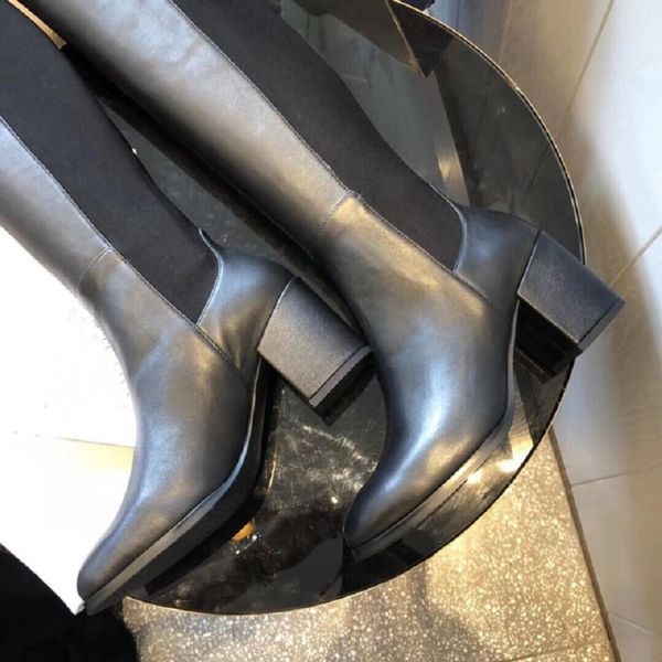 brand women's shoes, leather cowhide square heel round toe high boots, thin low heel over the knee stretch boots, Black
brand women's shoes, leather cowhide square heel round toe high boots, thin low heel over the knee stretch boots, Black