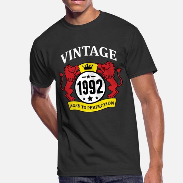

vintage 1992 aged to perfection t shirt men design 100% cotton o-neck gents sunlight casual summer style formal shirt, White;black