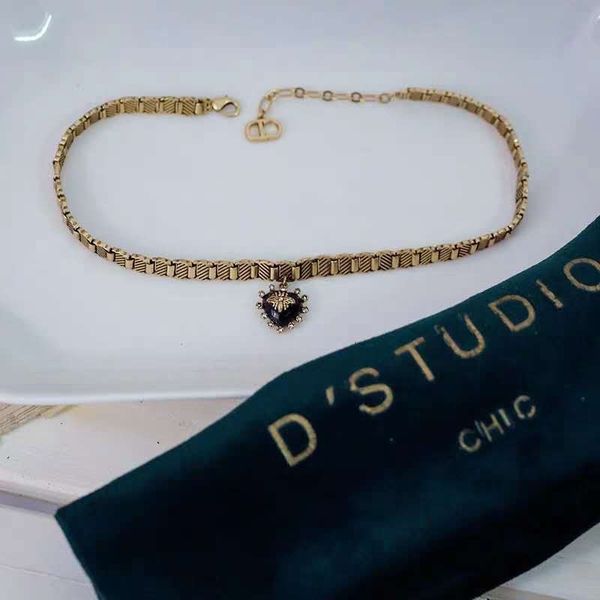 d family style black heart bee row drill choker fashion all-match women's jewelry, Silver
d family style black heart bee row drill choker fashion all-match women's jewelry, Silver