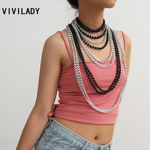 vivilady retro boho handmade multilayer black round bead alloy chain women choker necklaces long tassel punk female jewelry, Golden;silver
vivilady retro boho handmade multilayer black round bead alloy chain women choker necklaces long tassel punk female jewelry, Golden;silver