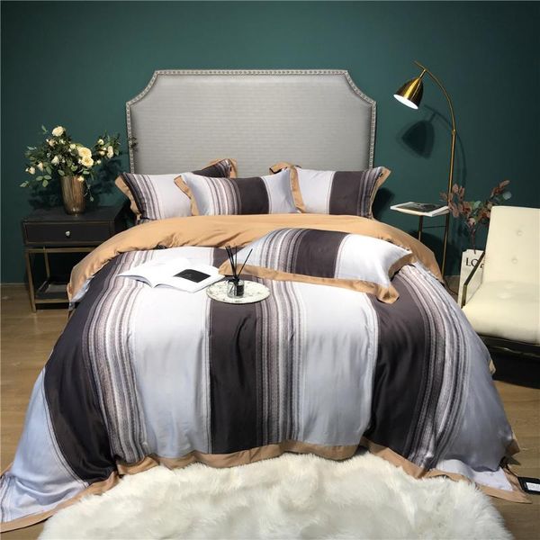 stripes duvet cover set 4 piece luxury bedding sheets pillowcases double king size silk linens cobertores de cama 2 plazas
stripes duvet cover set 4 piece luxury bedding sheets pillowcases double king size silk linens cobertores de cama 2 plazas