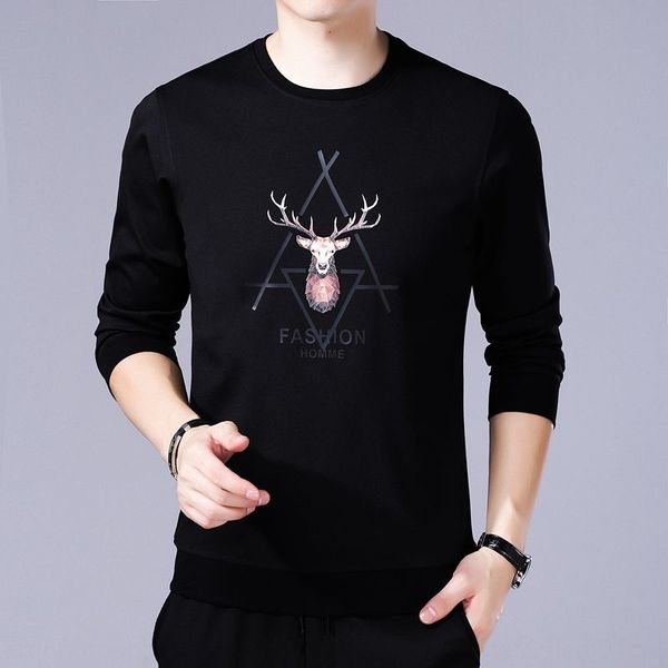 2020 autumn men's sweater long sleeve youth korean thin fashion round neck trendy sports type t-shirt new t-shirt men's clothing, Black 
2020 autumn men's sweater long sleeve youth korean thin fashion round neck trendy sports type t-shirt new t-shirt men's clothing, Black