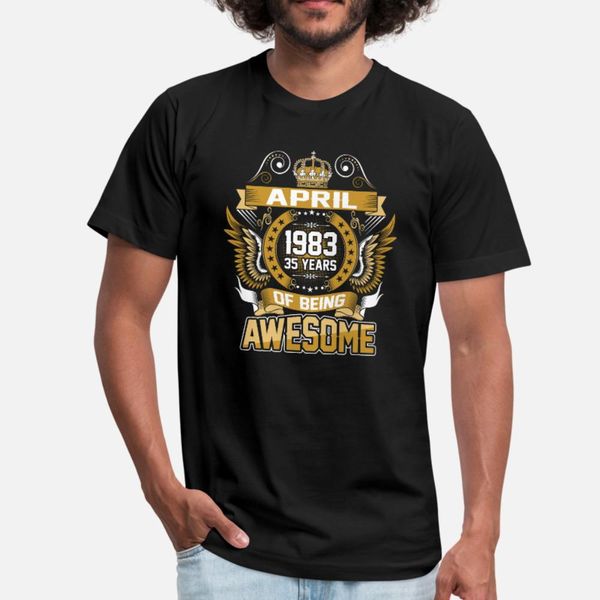april 1983 35 years of being awesome t shirt men custom short sleeve plus size 3xl clothing fit new fashion summer letters shirt, White;black
april 1983 35 years of being awesome t shirt men custom short sleeve plus size 3xl clothing fit new fashion summer letters shirt, White;black