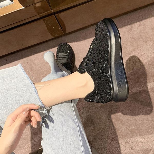 korean shoes all-match tennis female autumn casual sneaker platform round toe crystal 2020 breathable comfortable fall, Black
korean shoes all-match tennis female autumn casual sneaker platform round toe crystal 2020 breathable comfortable fall, Black