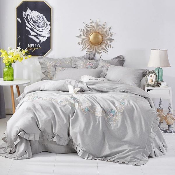 new 100%cotton soft king size bedding set gray pink bed sheet fitted sheet embroidery duvet cover pillowcase parure de lit
new 100%cotton soft king size bedding set gray pink bed sheet fitted sheet embroidery duvet cover pillowcase parure de lit