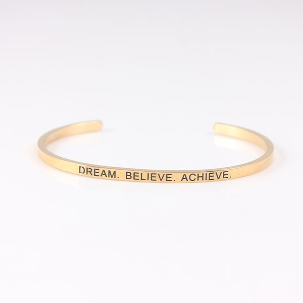 bangle fashion gifts stainless steel open gold dream.believe.achieve inspirational mantra bracelets, Black
bangle fashion gifts stainless steel open gold dream.believe.achieve inspirational mantra bracelets, Black