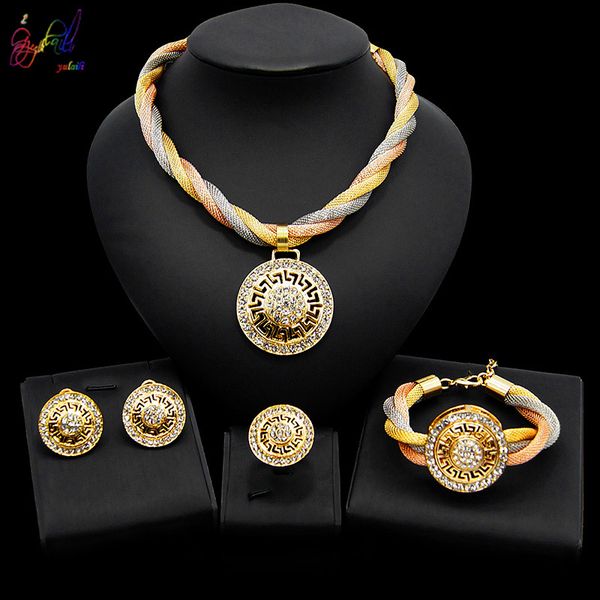 yulaili three tone necklace earrings bracelet ring dubai gold jewelry sets wedding party bridal accessories costume jewellery, Silver
yulaili three tone necklace earrings bracelet ring dubai gold jewelry sets wedding party bridal accessories costume jewellery, Silver