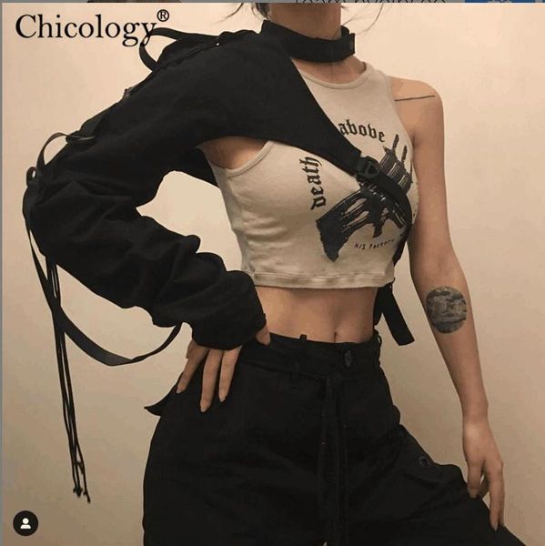 chicology buckle halter punk gothic one shoulder women crop t shirt 2020 autumn winter women streetwear t-shirt clothes, White
chicology buckle halter punk gothic one shoulder women crop t shirt 2020 autumn winter women streetwear t-shirt clothes, White