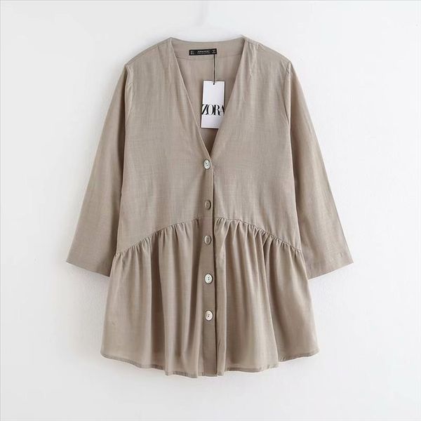 women vintage v neck buttons regular pleats casual smock shirts blouses office lady nine sleeve linen roupas femininas blusa ls4518, White
women vintage v neck buttons regular pleats casual smock shirts blouses office lady nine sleeve linen roupas femininas blusa ls4518, White