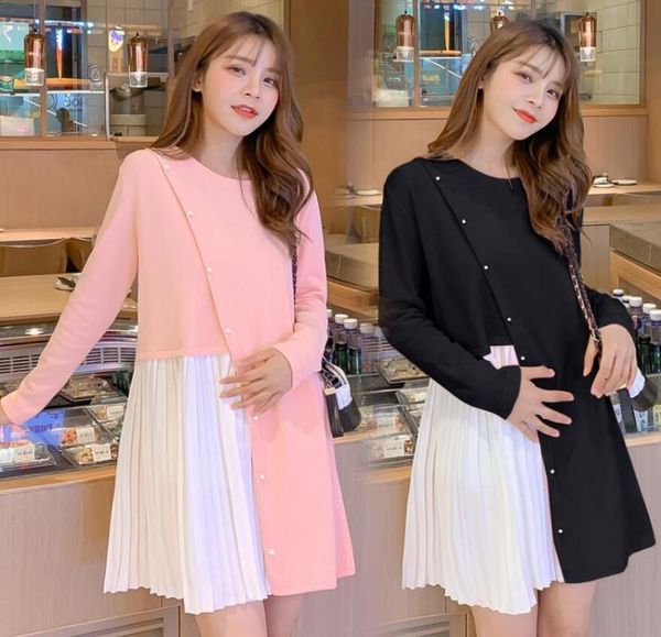 autumn and winter maternity dress sweet pearl buckle knit stitching dress new korean fashion loose pregnancy, White
autumn and winter maternity dress sweet pearl buckle knit stitching dress new korean fashion loose pregnancy, White