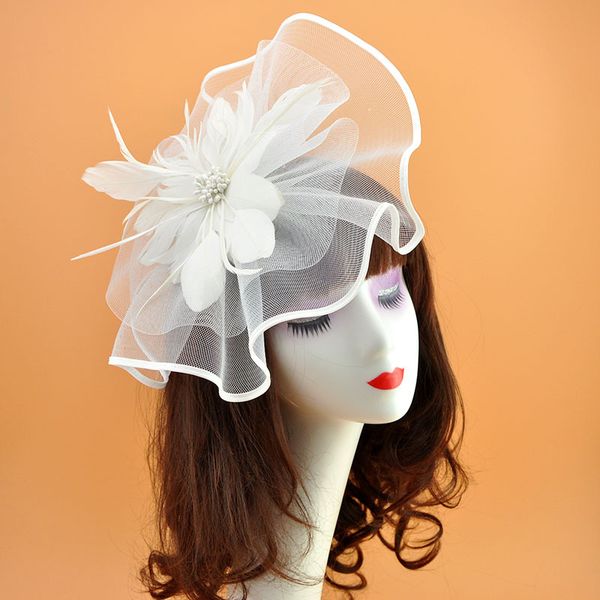 vintage bridal flower feather hats elegant wedding accessories bride net hats white fascinator women's formal occasion
vintage bridal flower feather hats elegant wedding accessories bride net hats white fascinator women's formal occasion